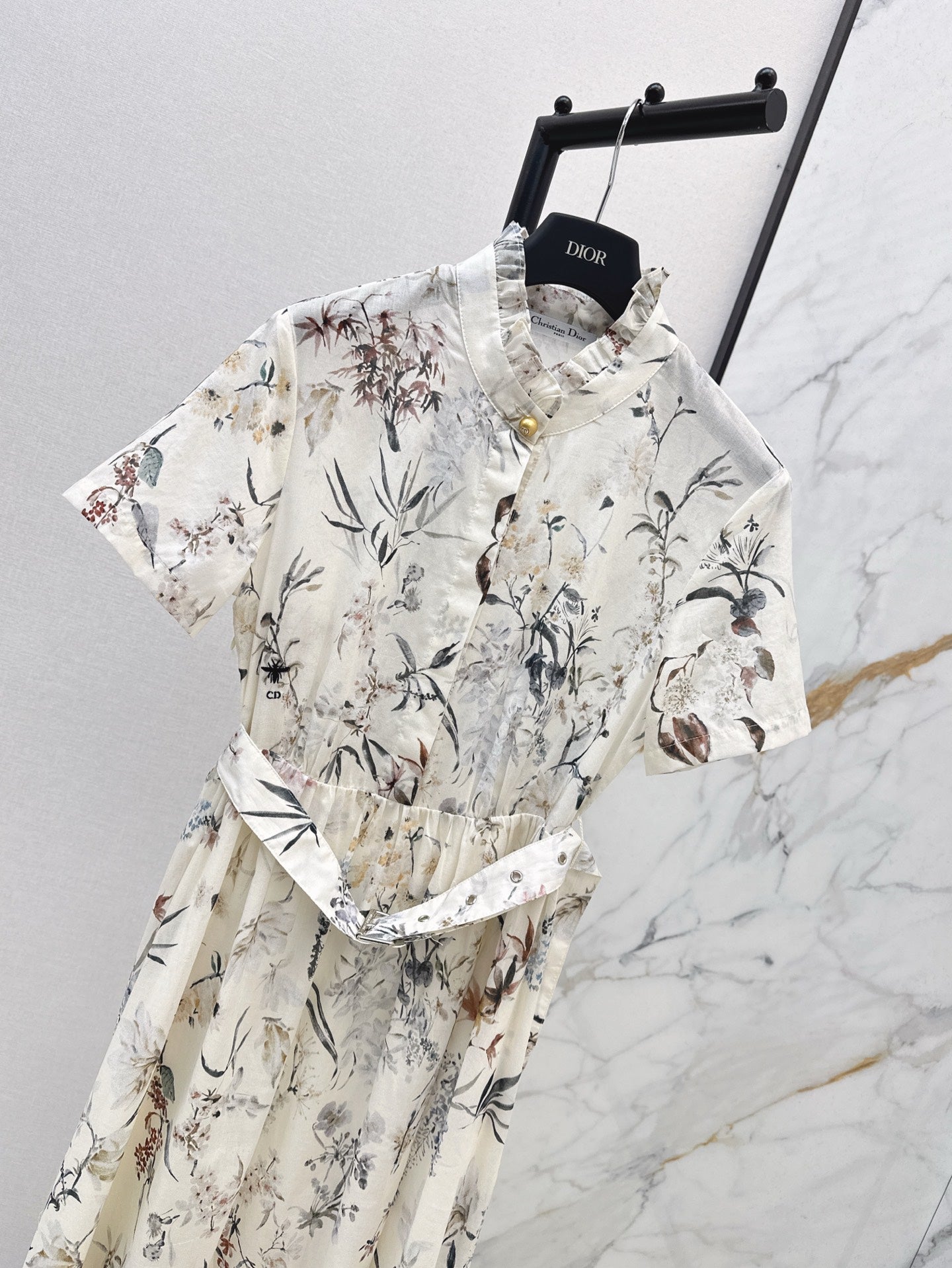 D*r 25ss mid-length print belted dress