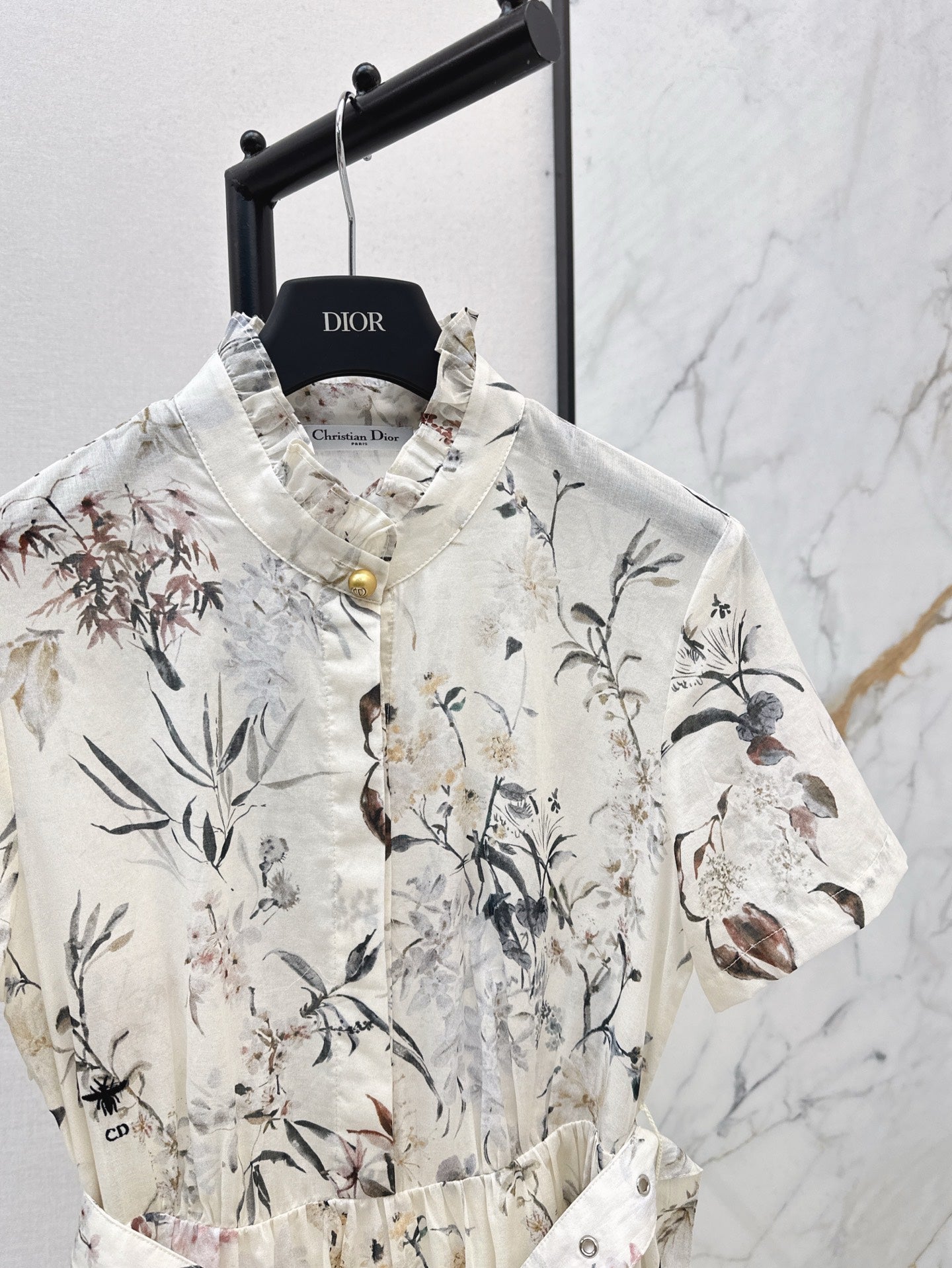 D*r 25ss mid-length print belted dress