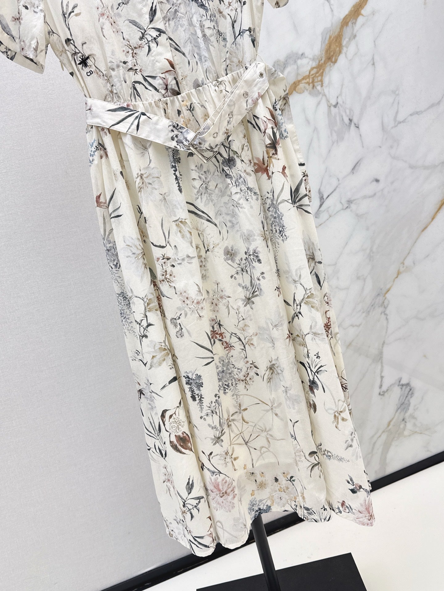 D*r 25ss mid-length print belted dress