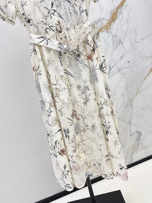 D*r 25ss mid-length print belted dress