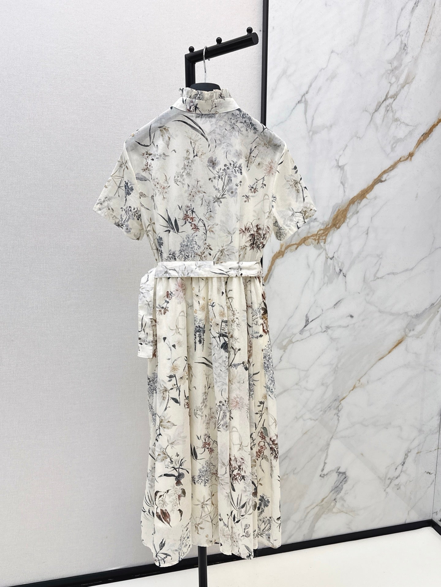 D*r 25ss mid-length print belted dress