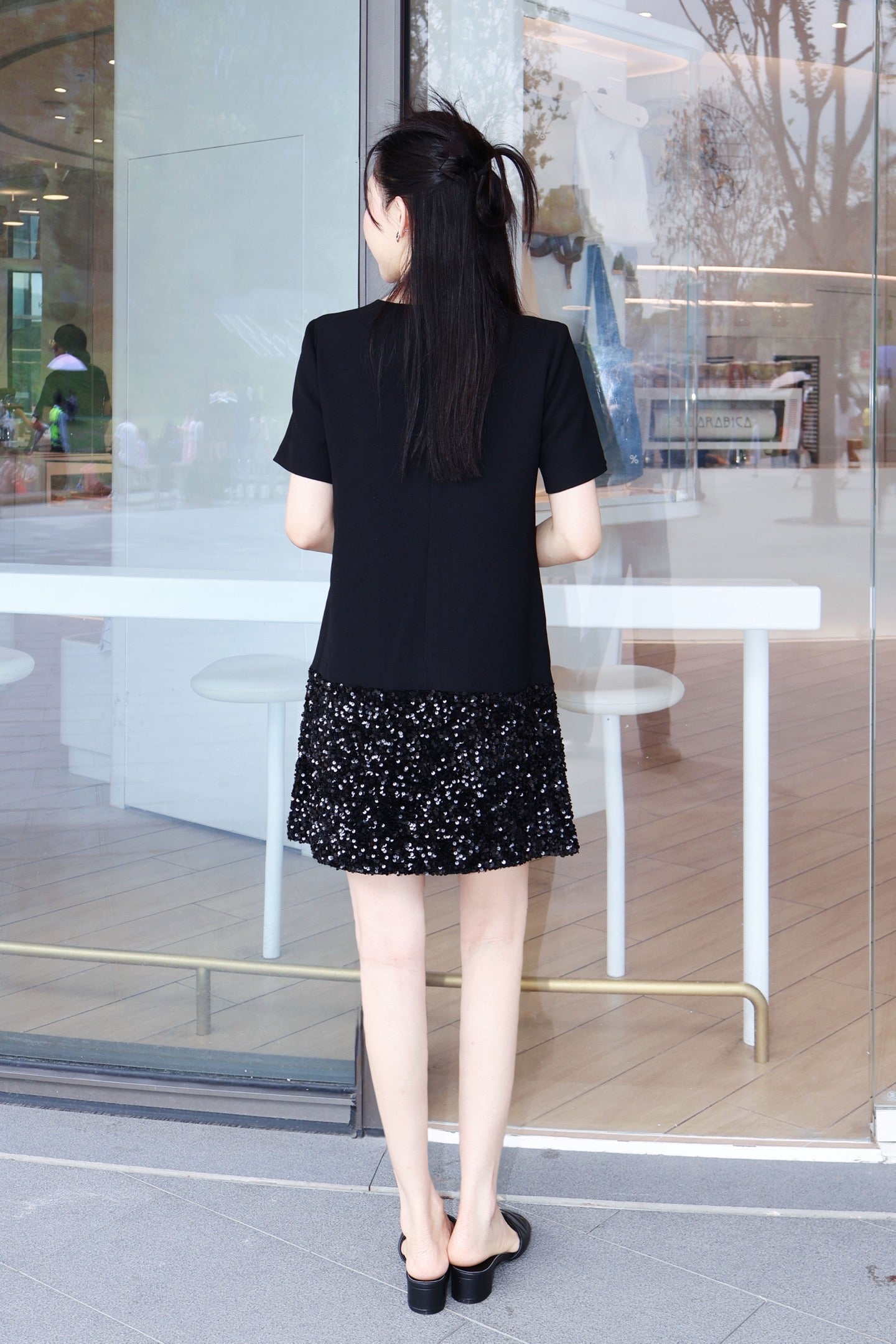 Pra* 25ss sequined hem mini dress