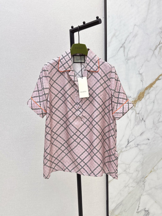 Gu* 25ss chain printed silk shirt