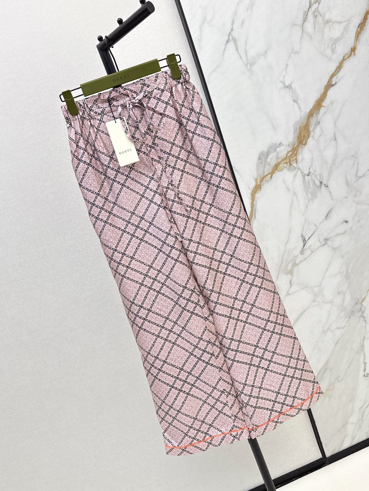 Gu* 25ss chain printed silk pants