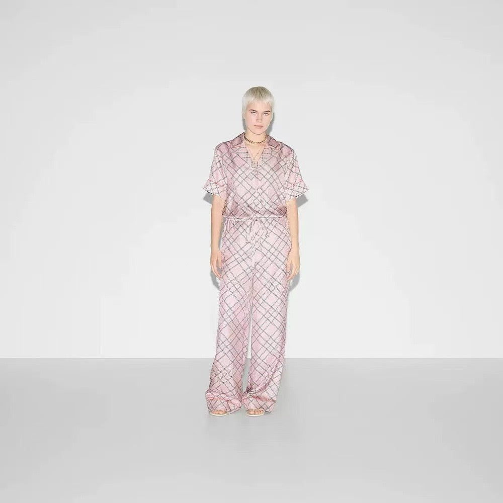 Gu* 25ss chain printed silk shirt