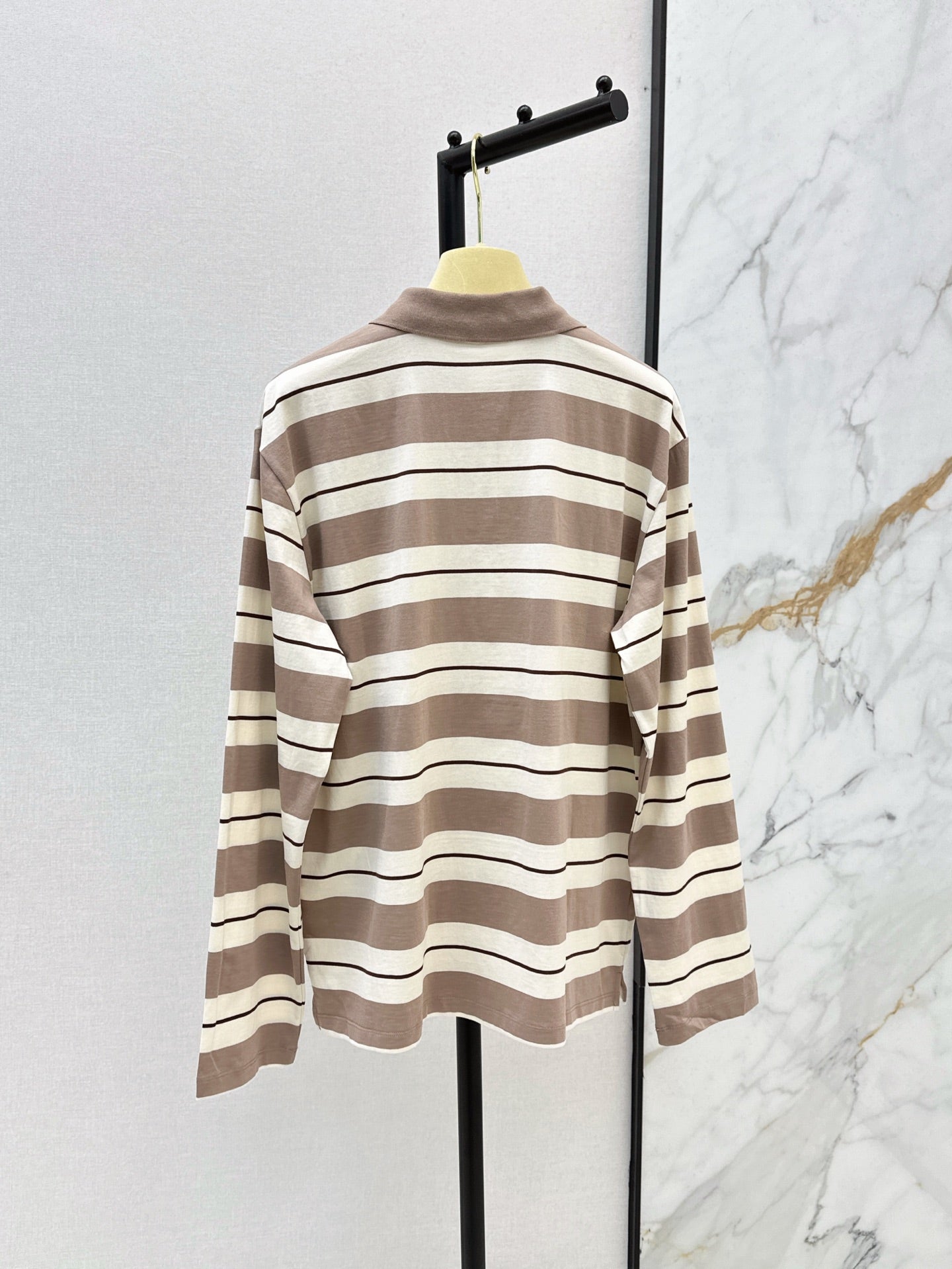 M*u 25ss striped long-sleeve polo shirt