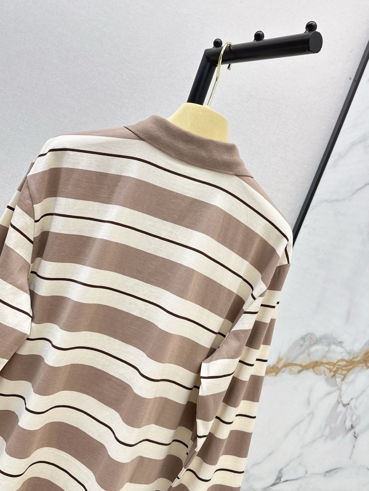 M*u 25ss striped long-sleeve polo shirt