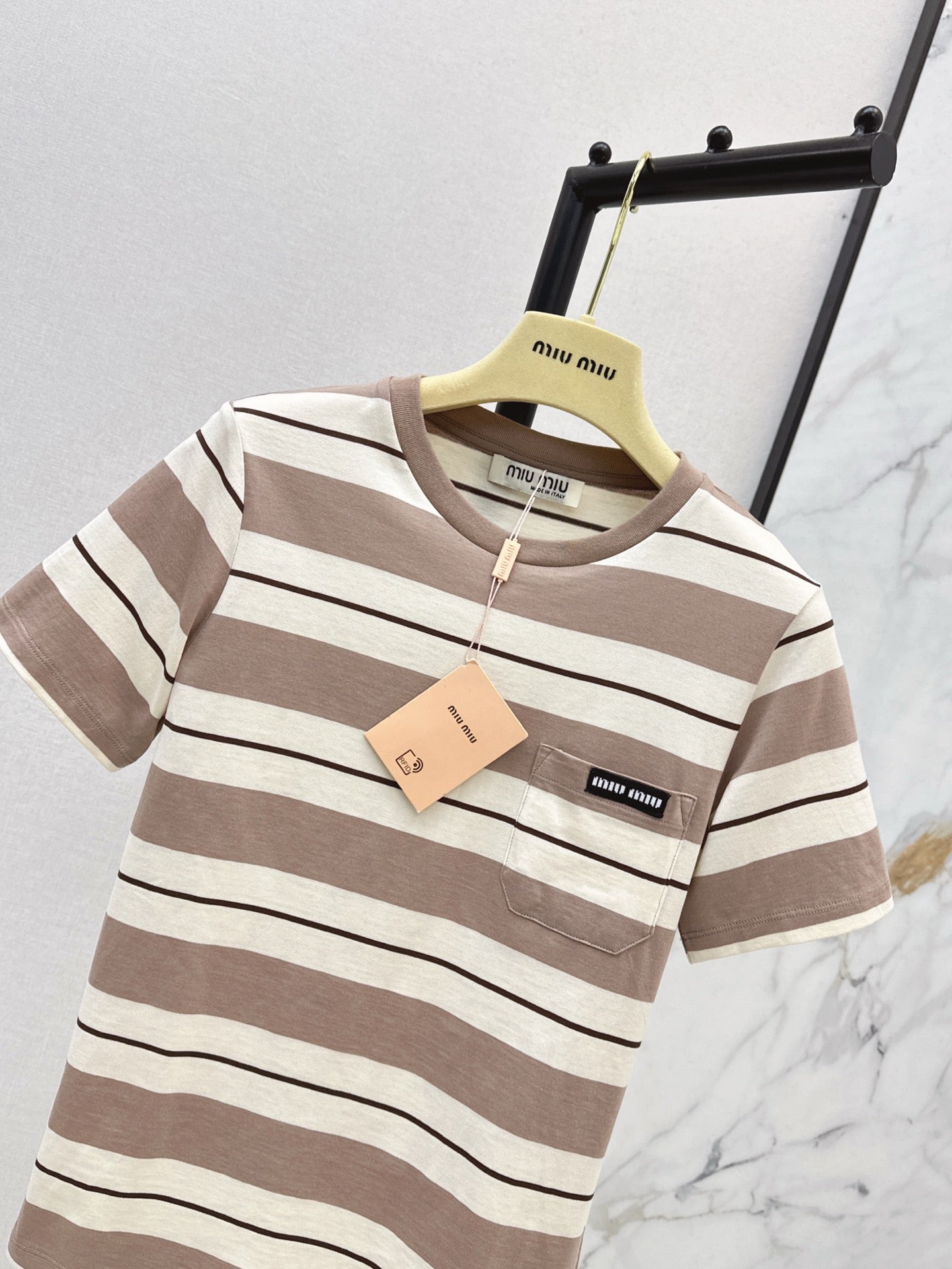 M*u 25ss striped short-sleeve t-shirt
