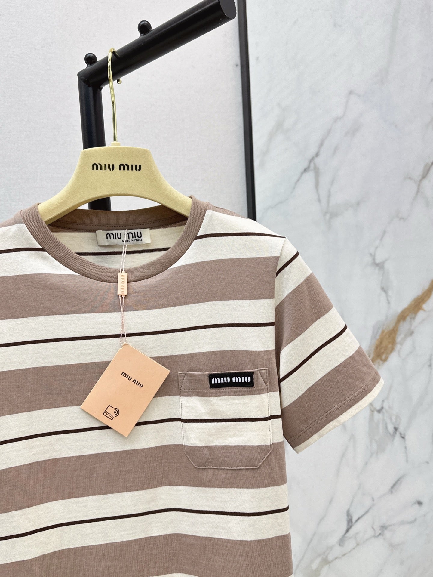 M*u 25ss striped short-sleeve t-shirt