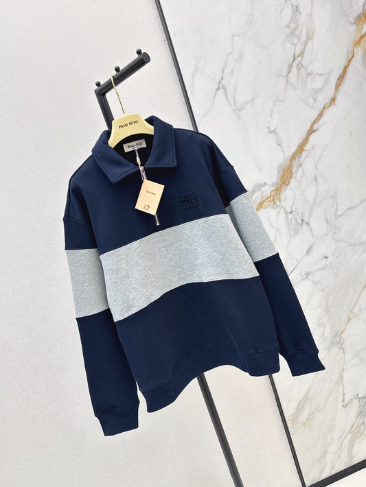 M*u 25ss colorblock lapel sweatshirt