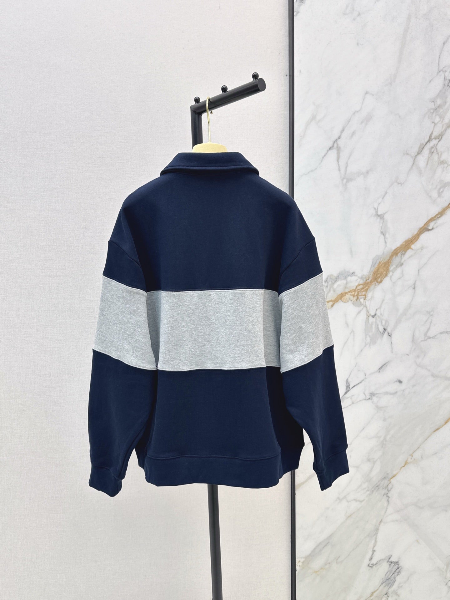 M*u 25ss colorblock lapel sweatshirt