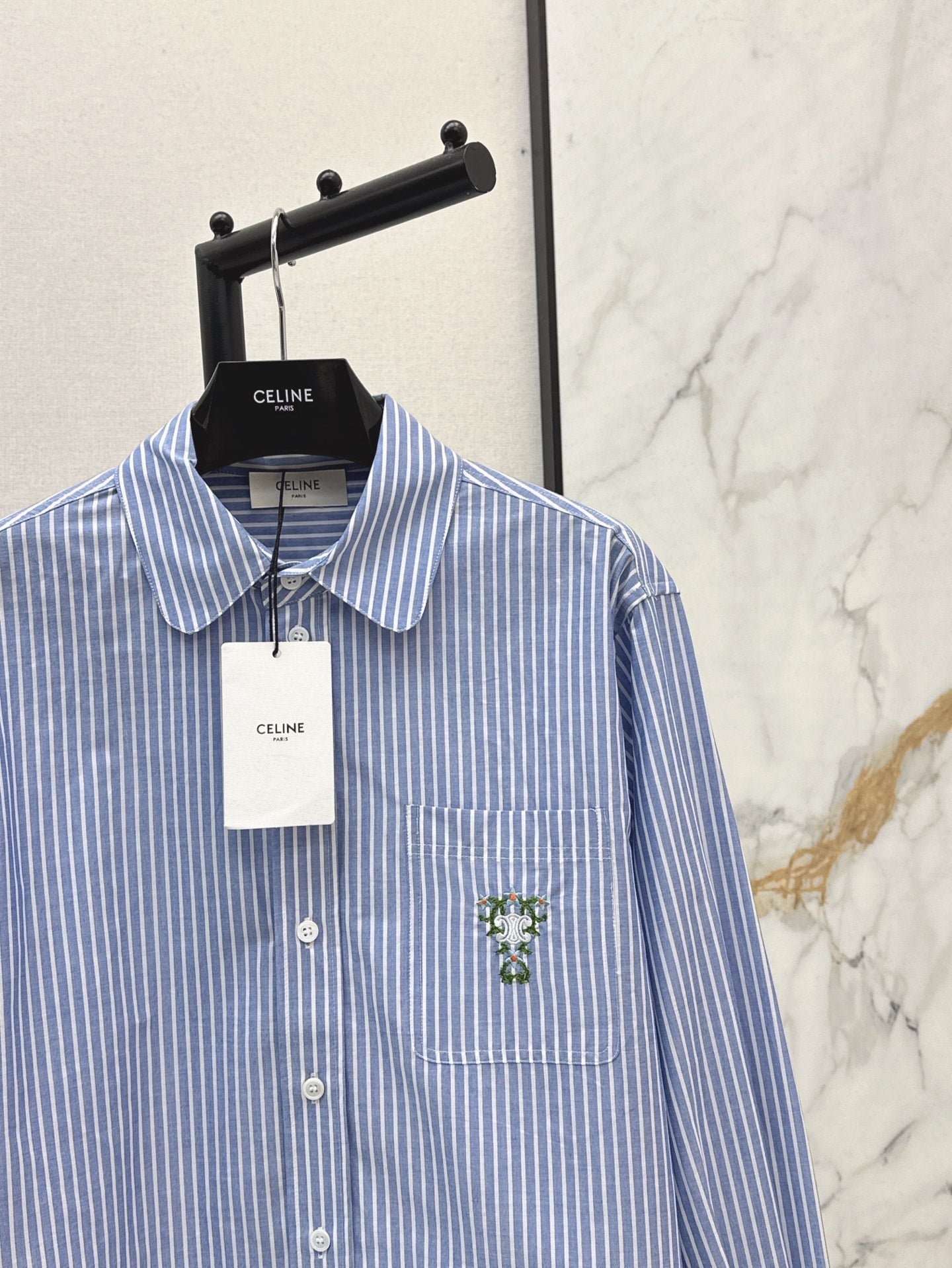 Cel* 25ss embroidered check shirt