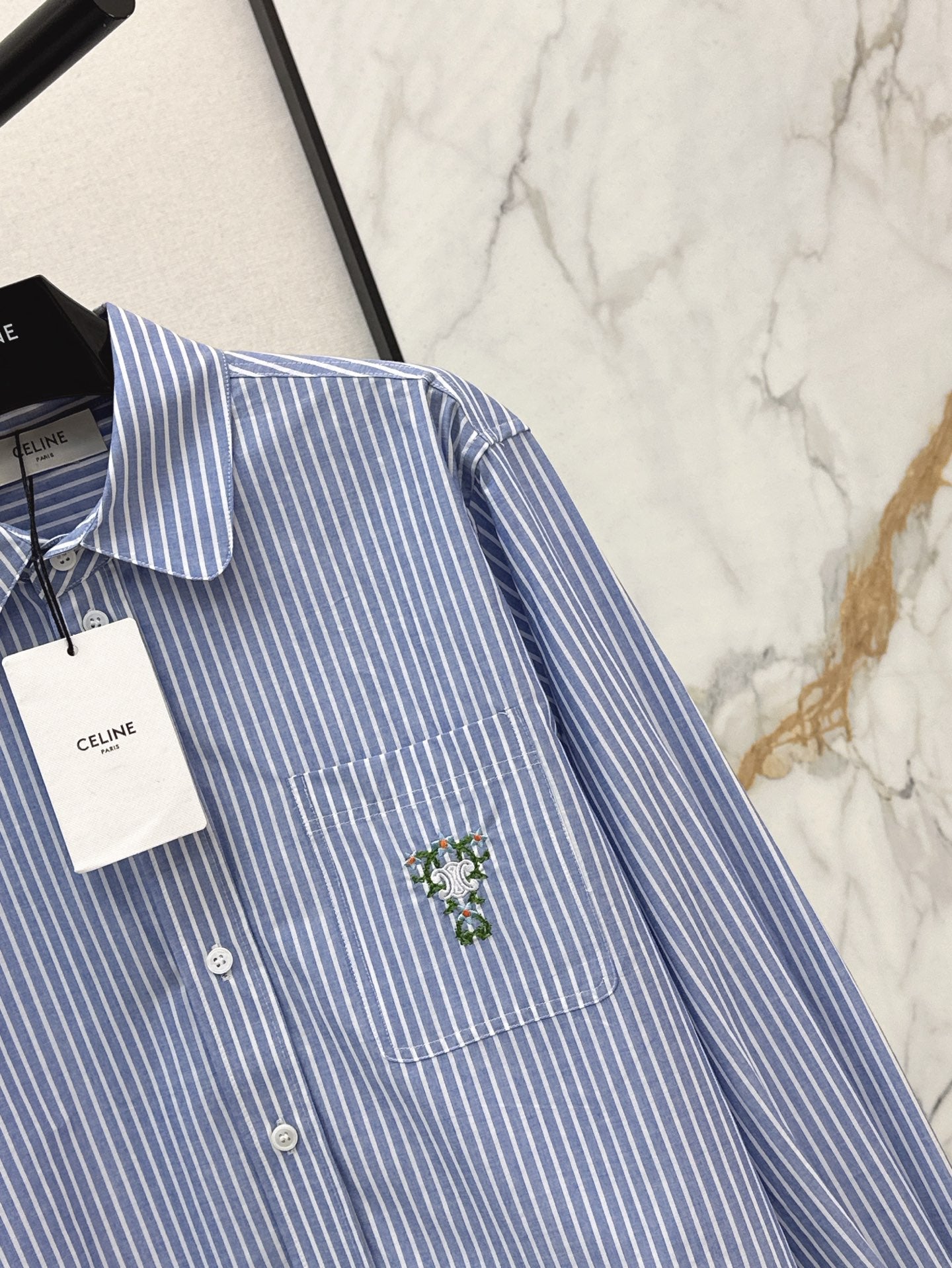 Cel* 25ss embroidered check shirt