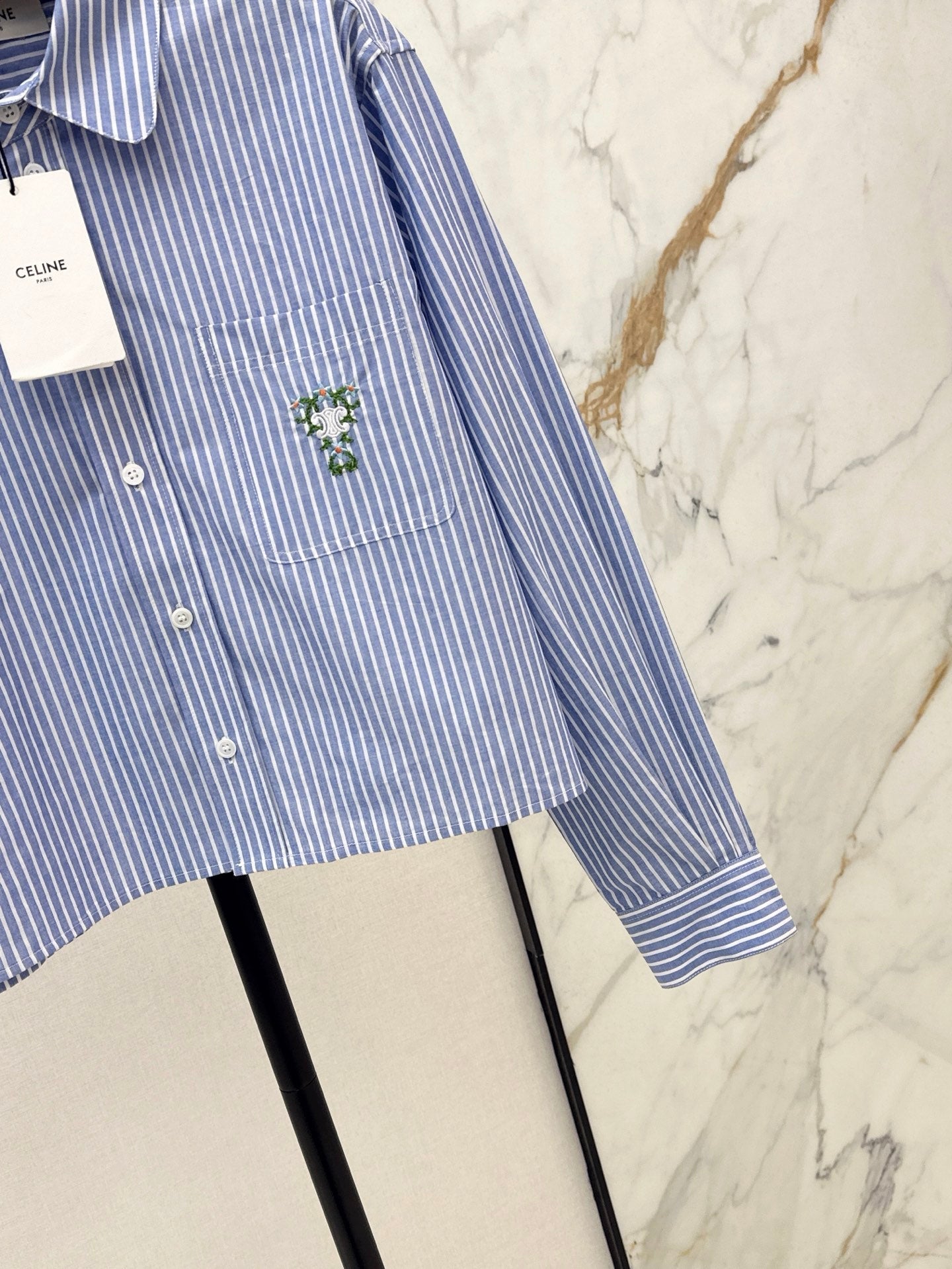 Cel* 25ss embroidered check shirt
