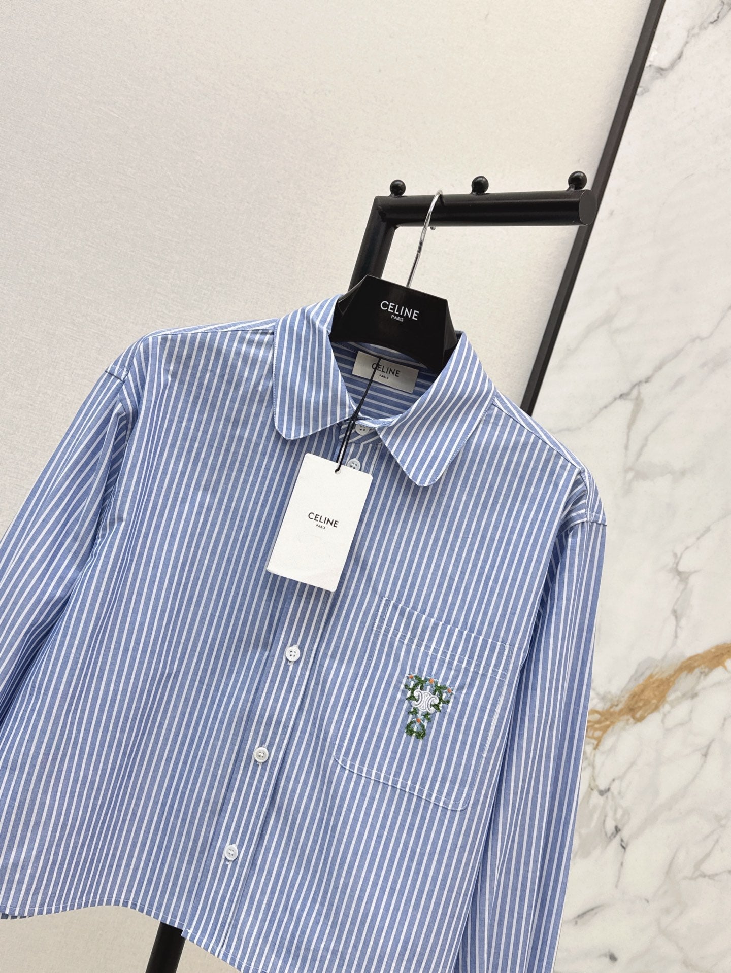 Cel* 25ss embroidered check shirt