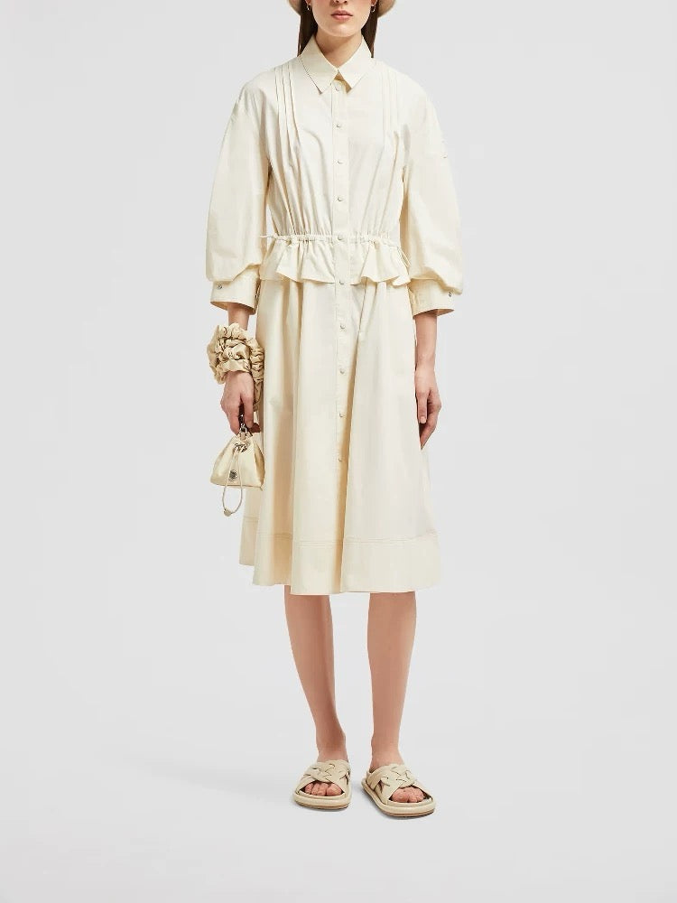 Monc* 25ss puff sleeve unbuttoned dress