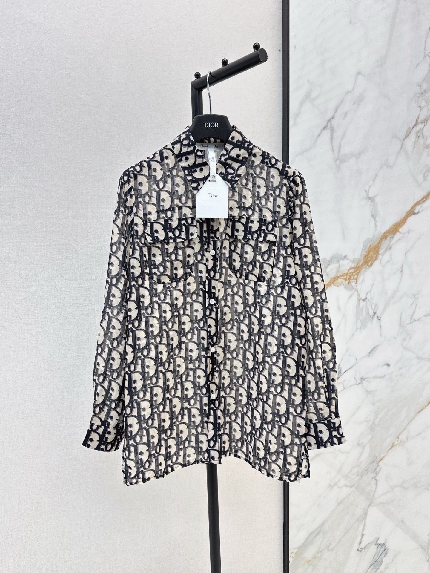 D*r 25ss oblique printed cotton shirt