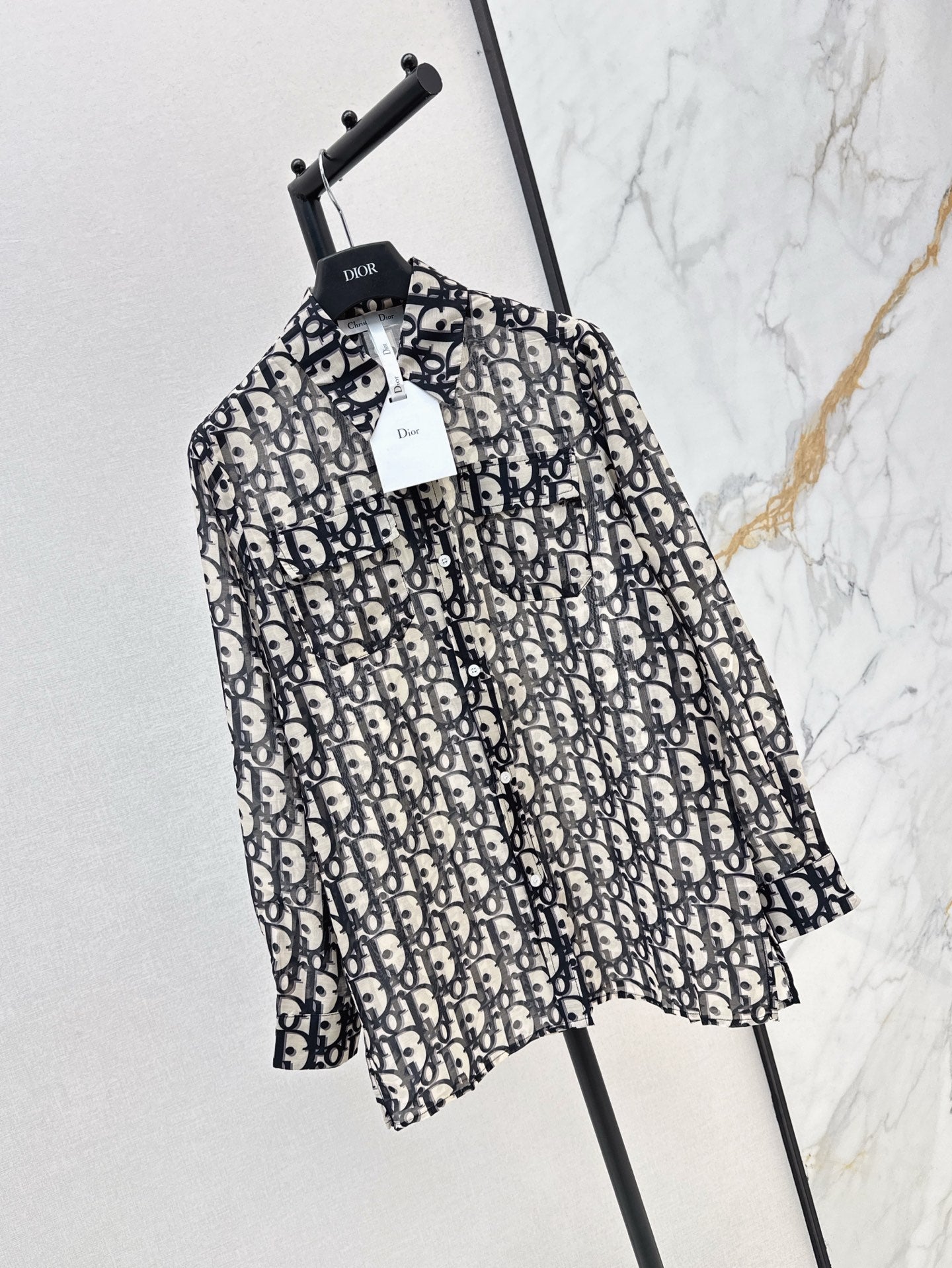 D*r 25ss oblique printed cotton shirt