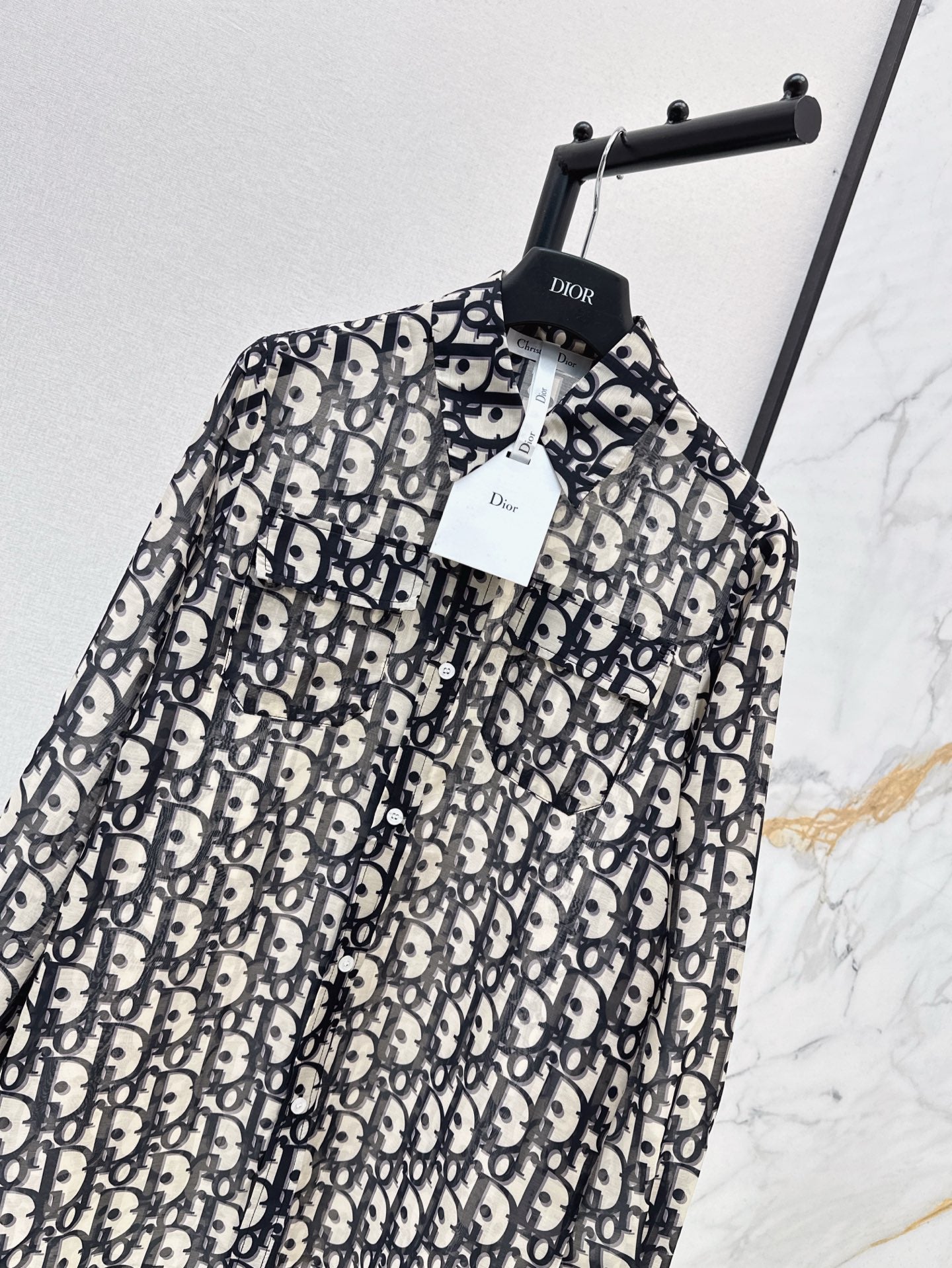 D*r 25ss oblique printed cotton shirt