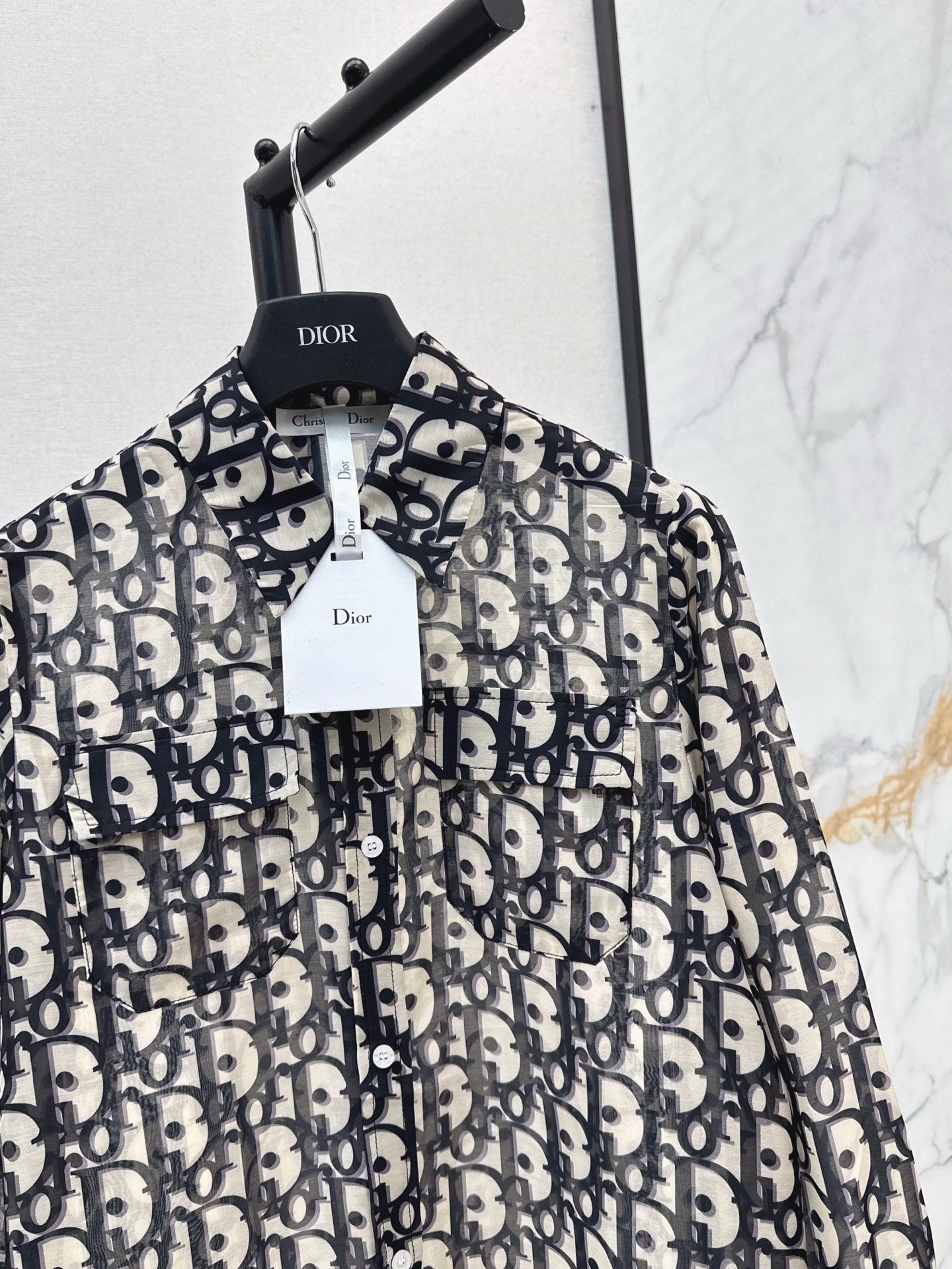 D*r 25ss oblique printed cotton shirt