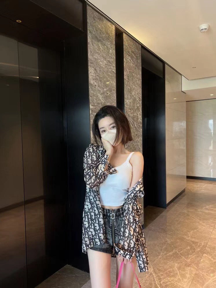 D*r 25ss oblique printed cotton shirt