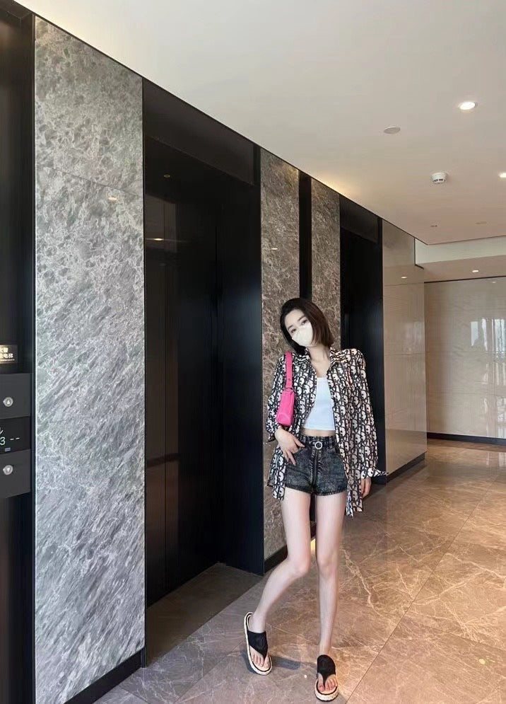 D*r 25ss oblique printed cotton shirt