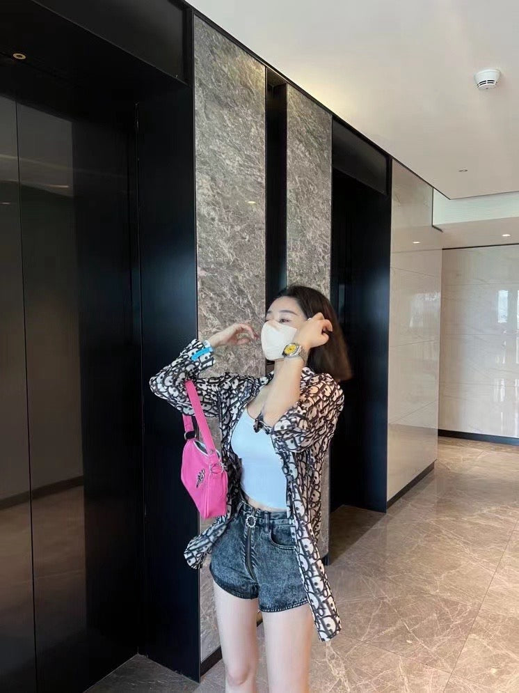 D*r 25ss oblique printed cotton shirt