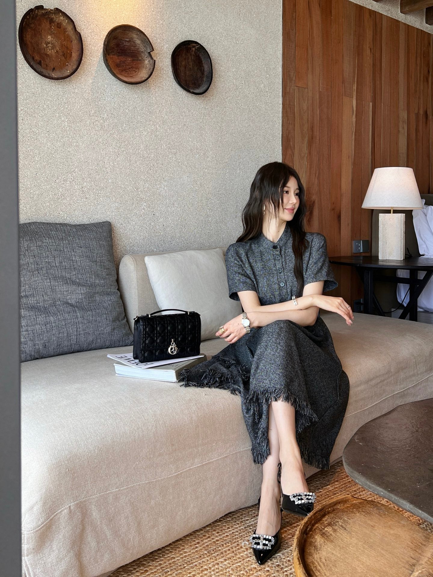 D*r 25ss irregular hem belted dress