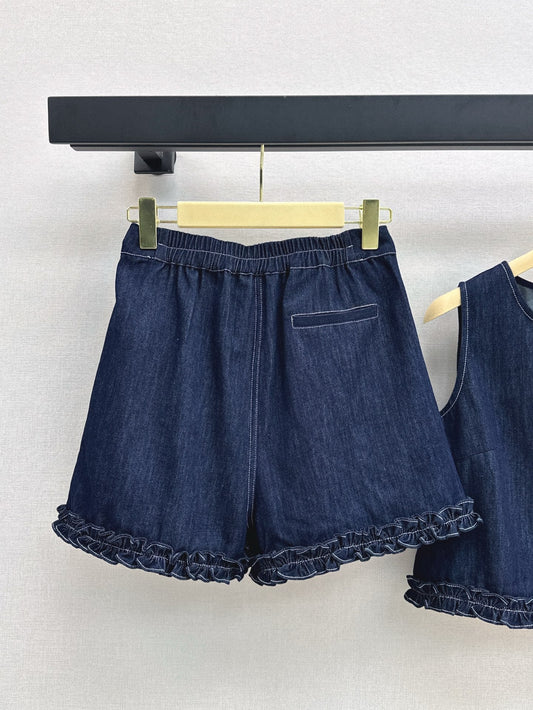 M*u 25ss patch logo denim suit