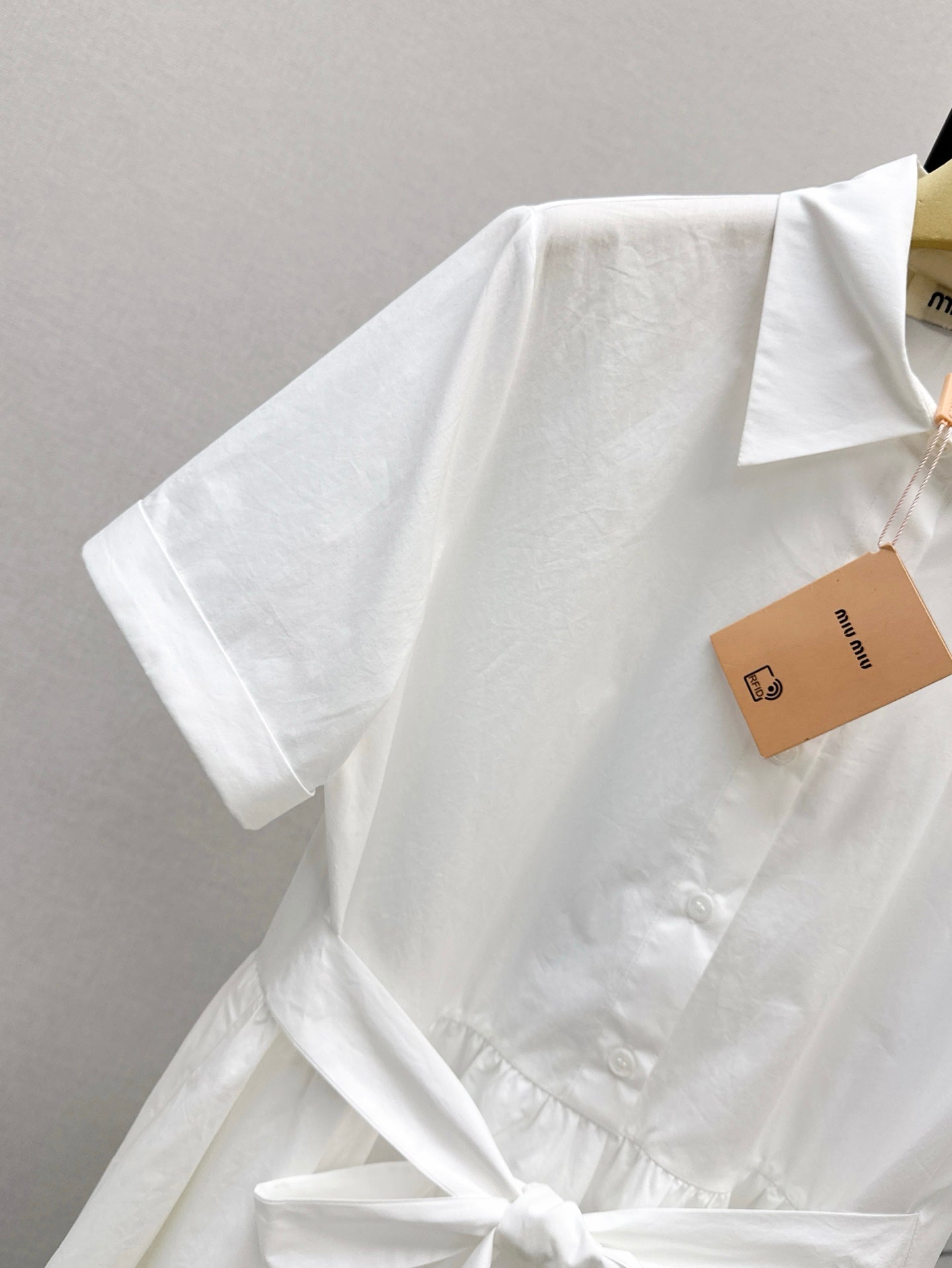 M*u 25ss slubbed poplin dress with print