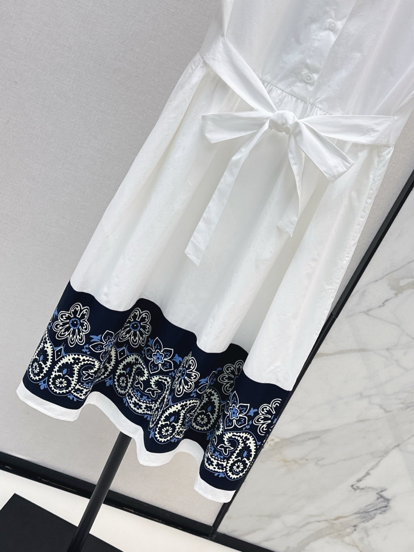 M*u 25ss slubbed poplin dress with print