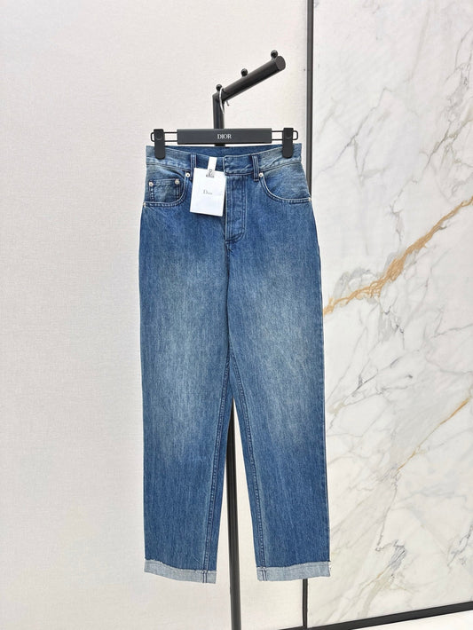D*r 25ss check ribbon-covered denim pants