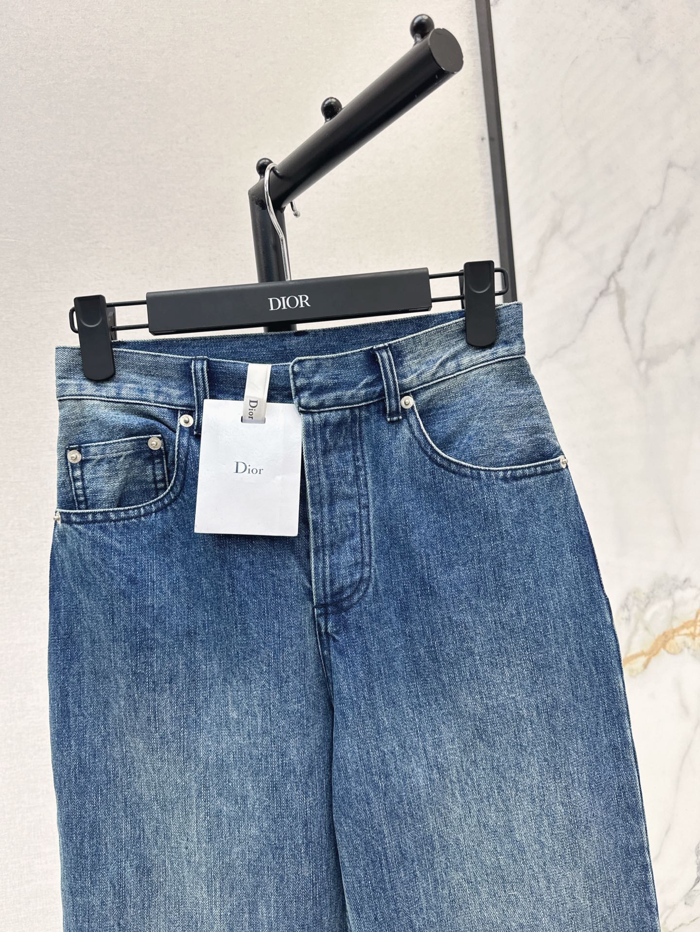 D*r 25ss check ribbon-covered denim pants