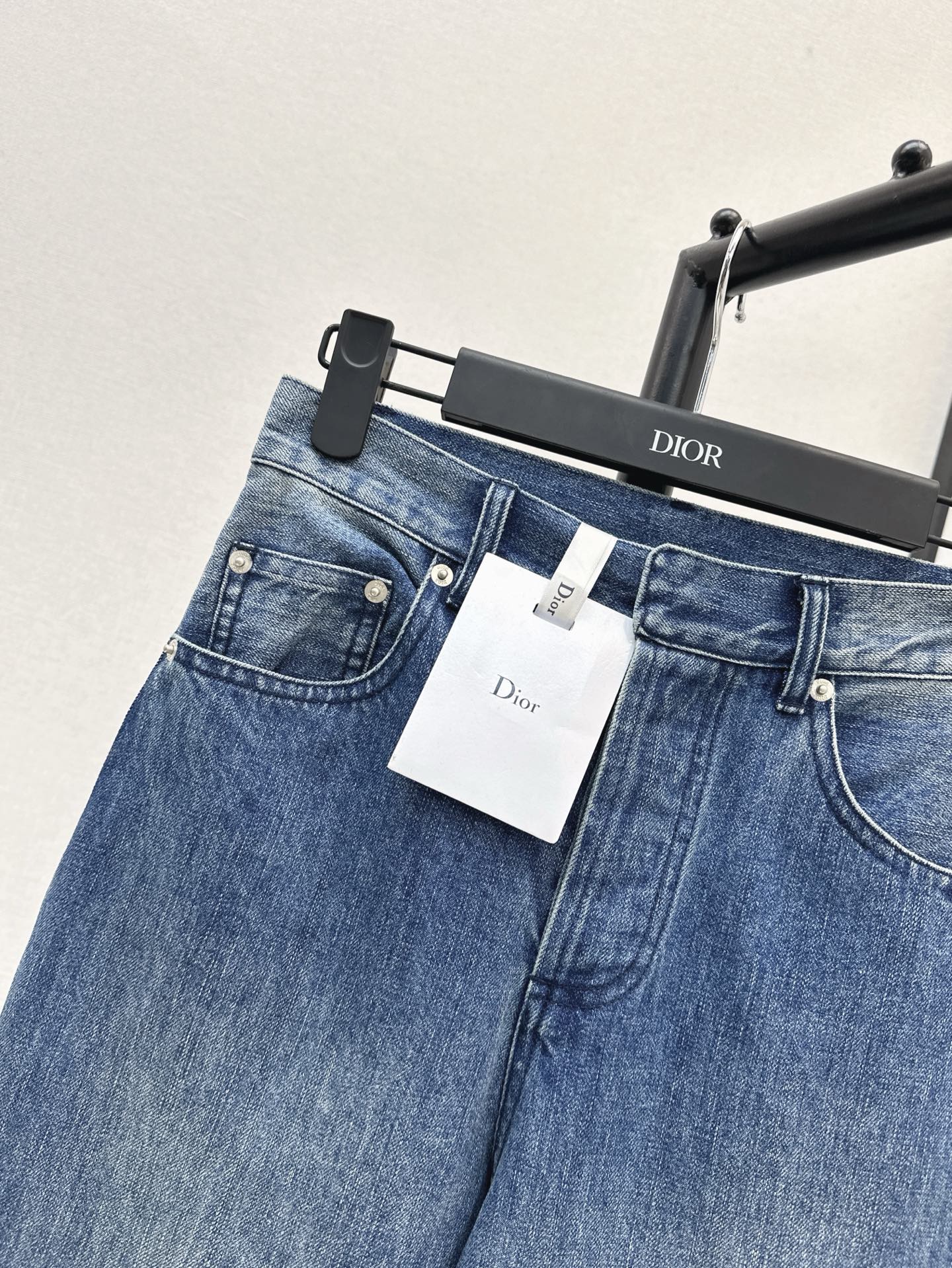 D*r 25ss check ribbon-covered denim pants