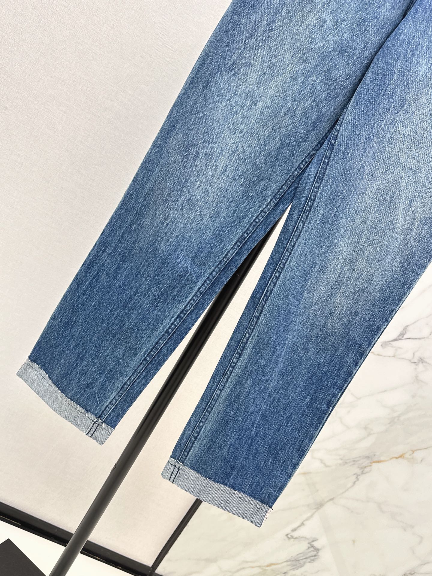 D*r 25ss check ribbon-covered denim pants