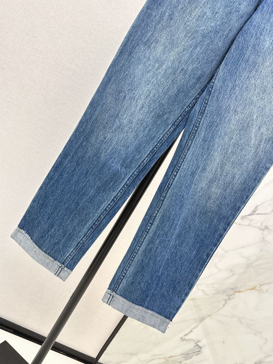 D*r 25ss check ribbon-covered denim pants