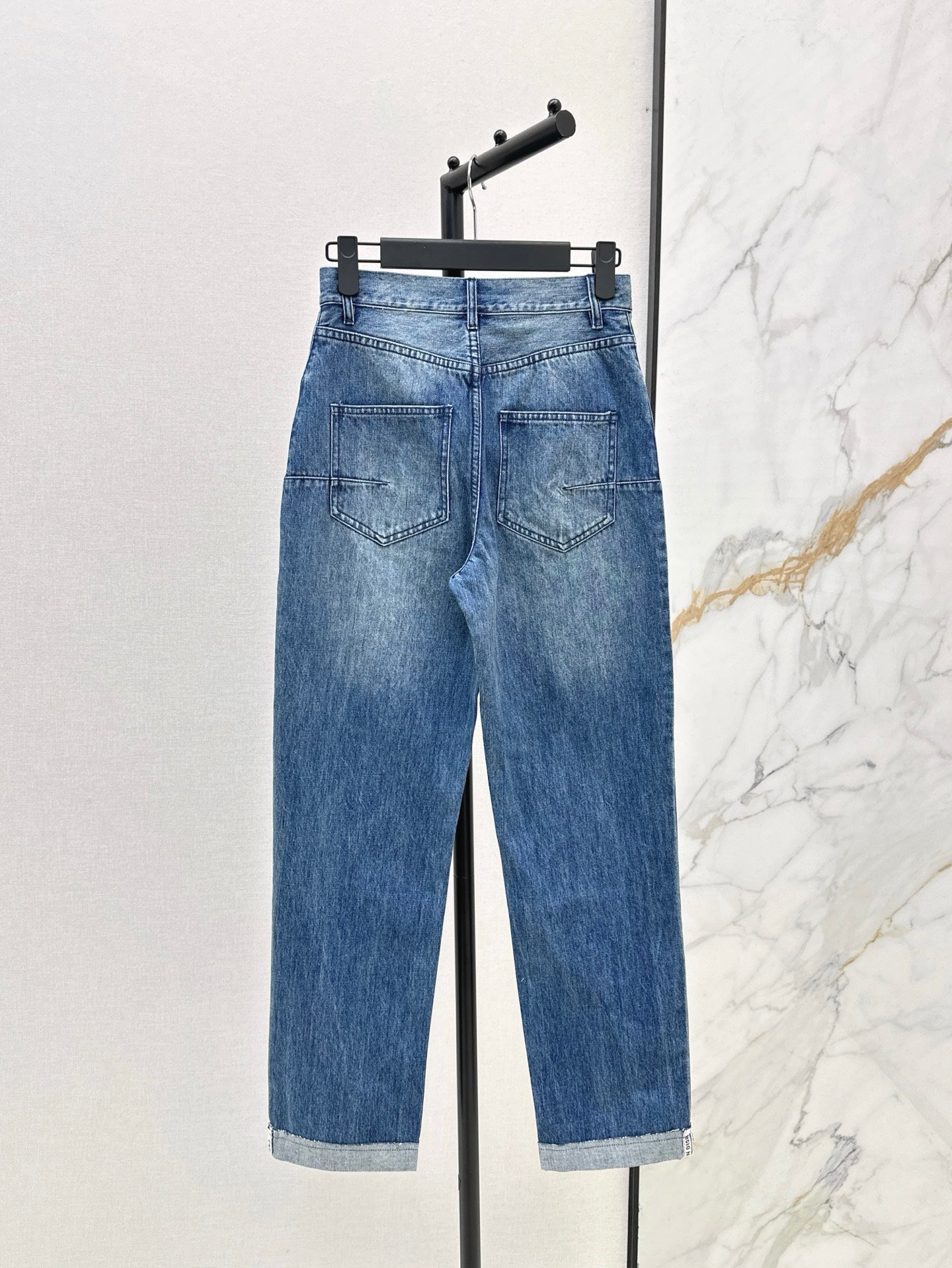 D*r 25ss check ribbon-covered denim pants