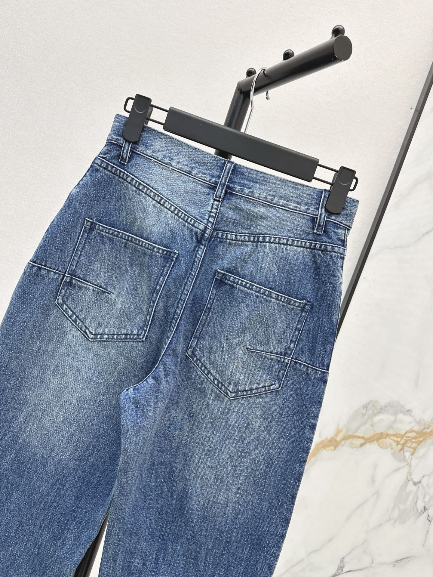 D*r 25ss check ribbon-covered denim pants