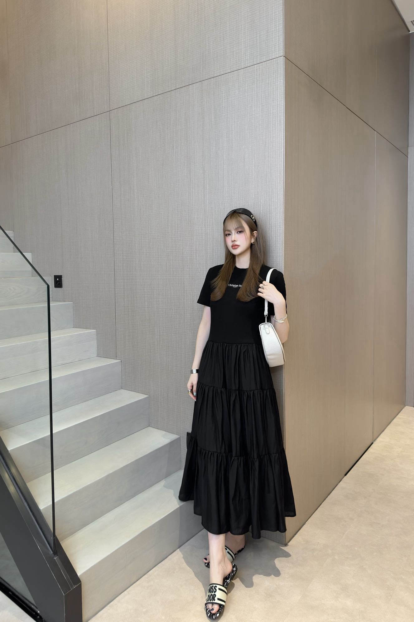 D*r 25ss mid-length spliced dress