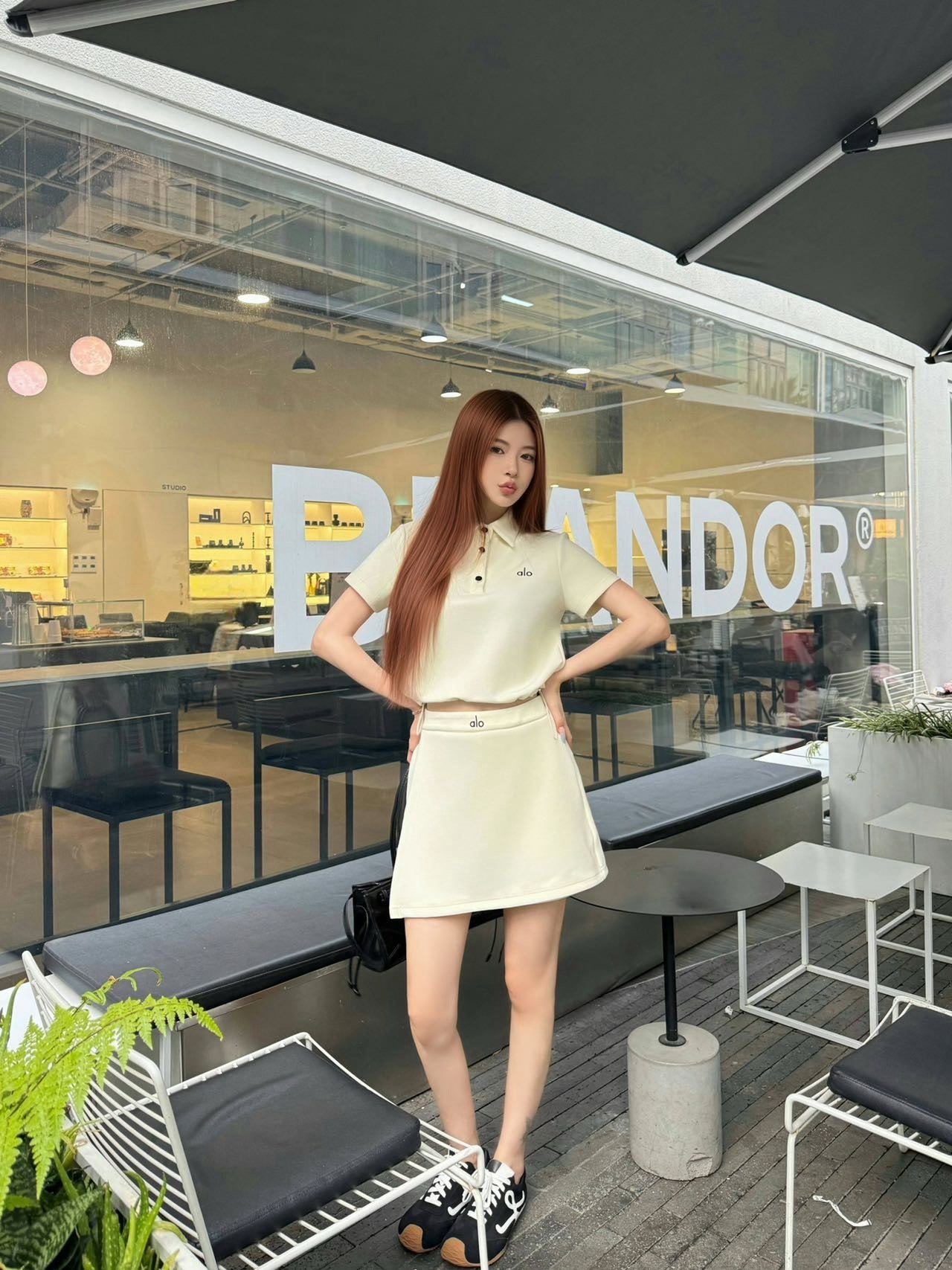 a1o 25ss cropped polo shirt miniskirt suit