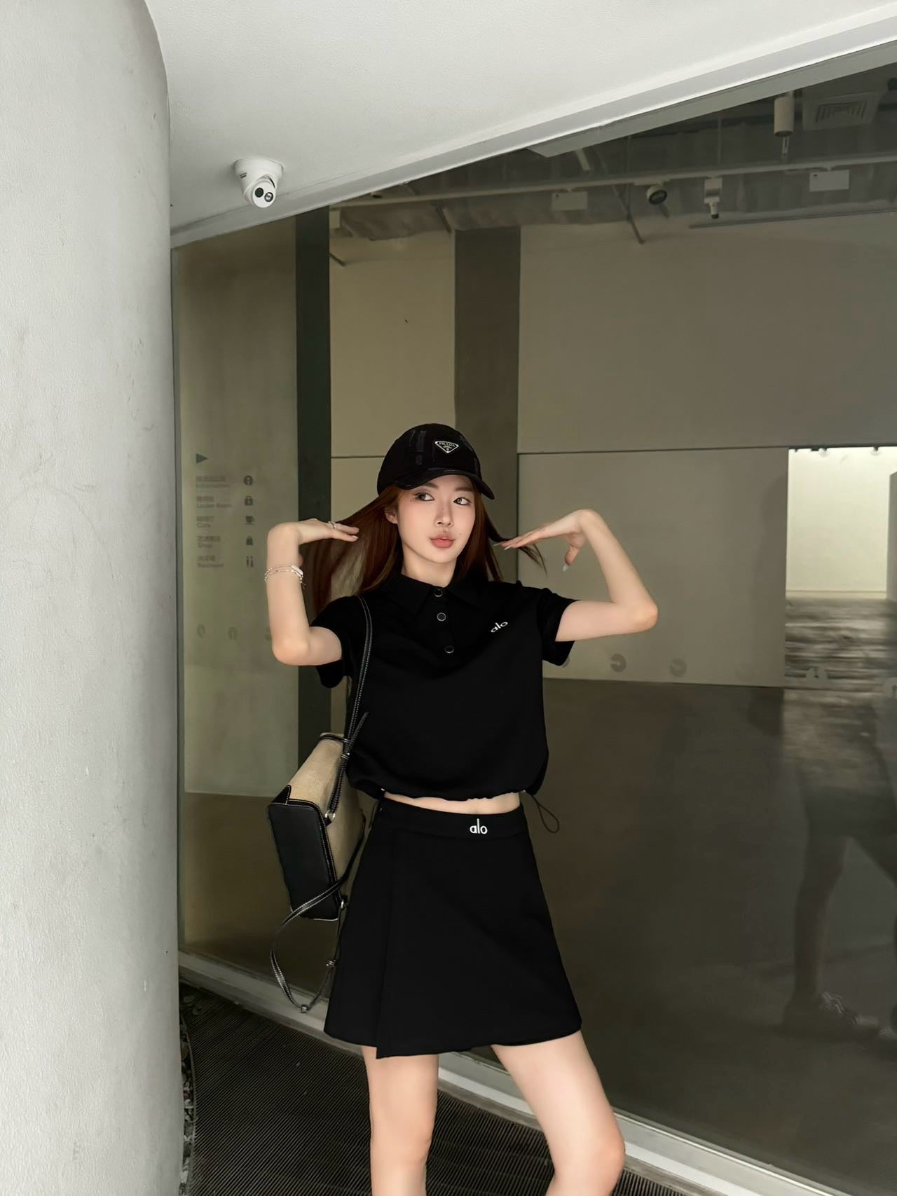 a1o 25ss cropped polo shirt miniskirt suit