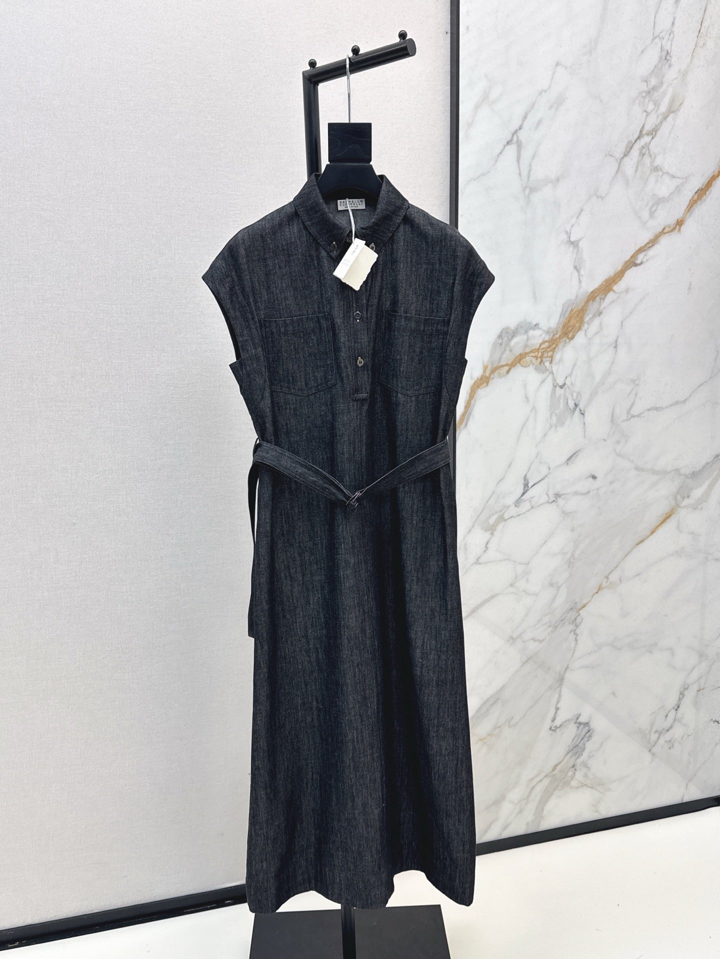 Brune*C 25ss belted denim dress