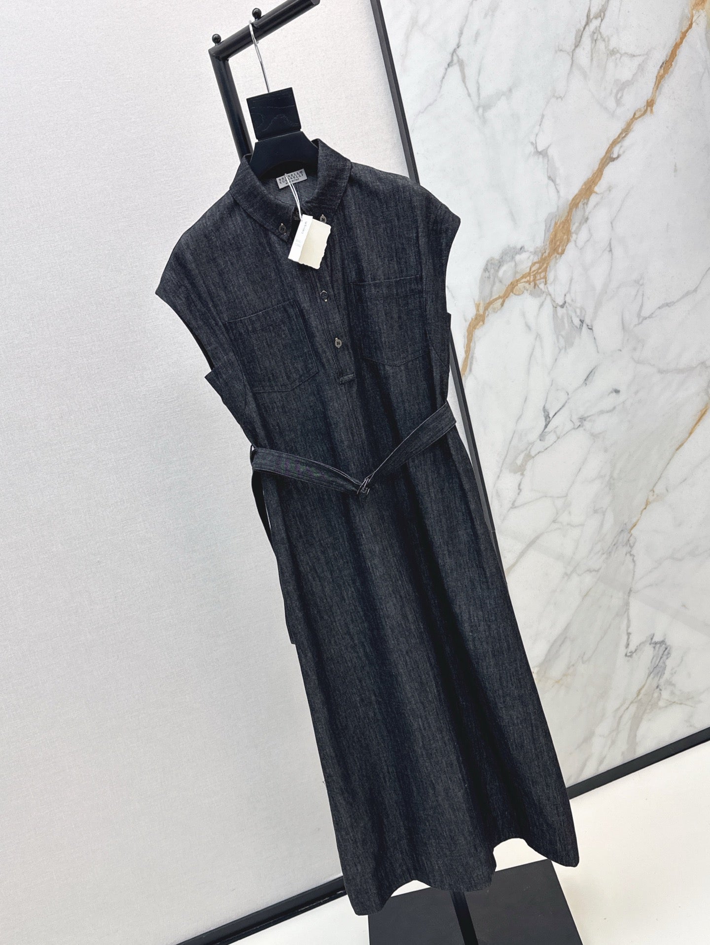 Brune*C 25ss belted denim dress