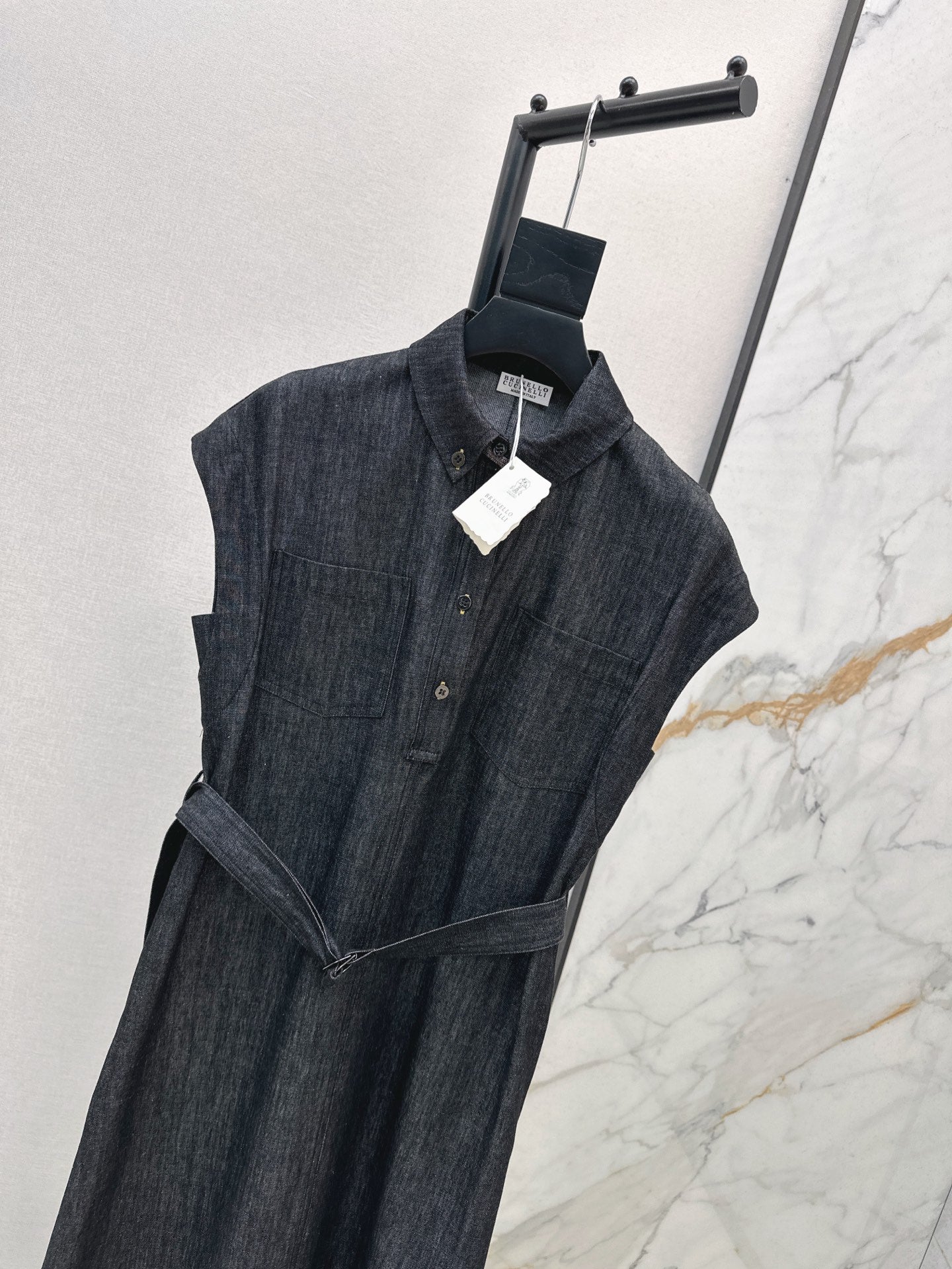 Brune*C 25ss belted denim dress