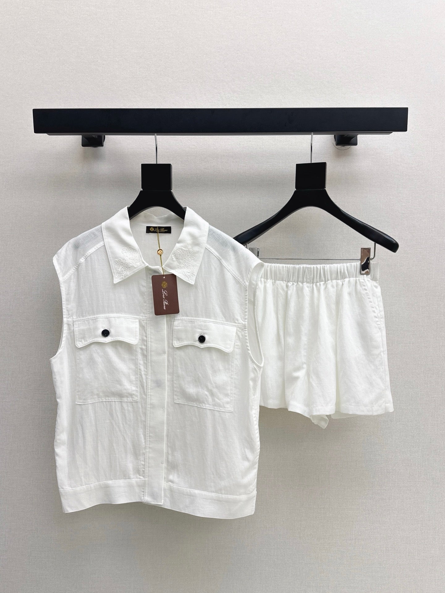 Lor*P 25ss embroidered linen vest suit