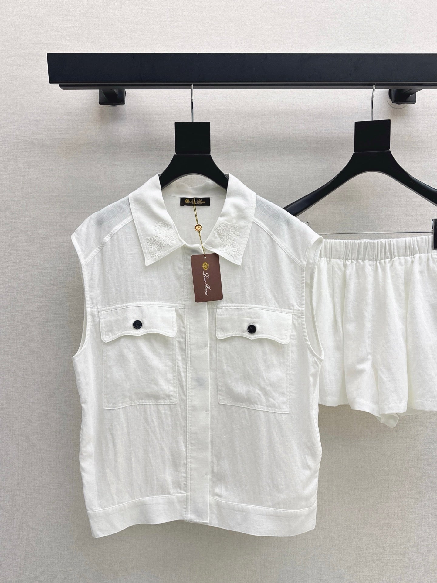 Lor*P 25ss embroidered linen vest suit