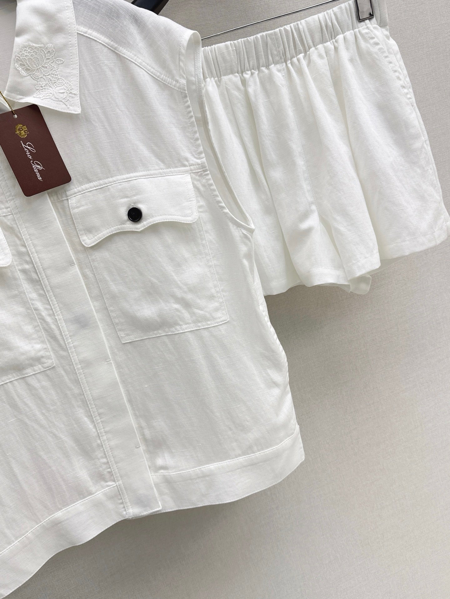 Lor*P 25ss embroidered linen vest suit