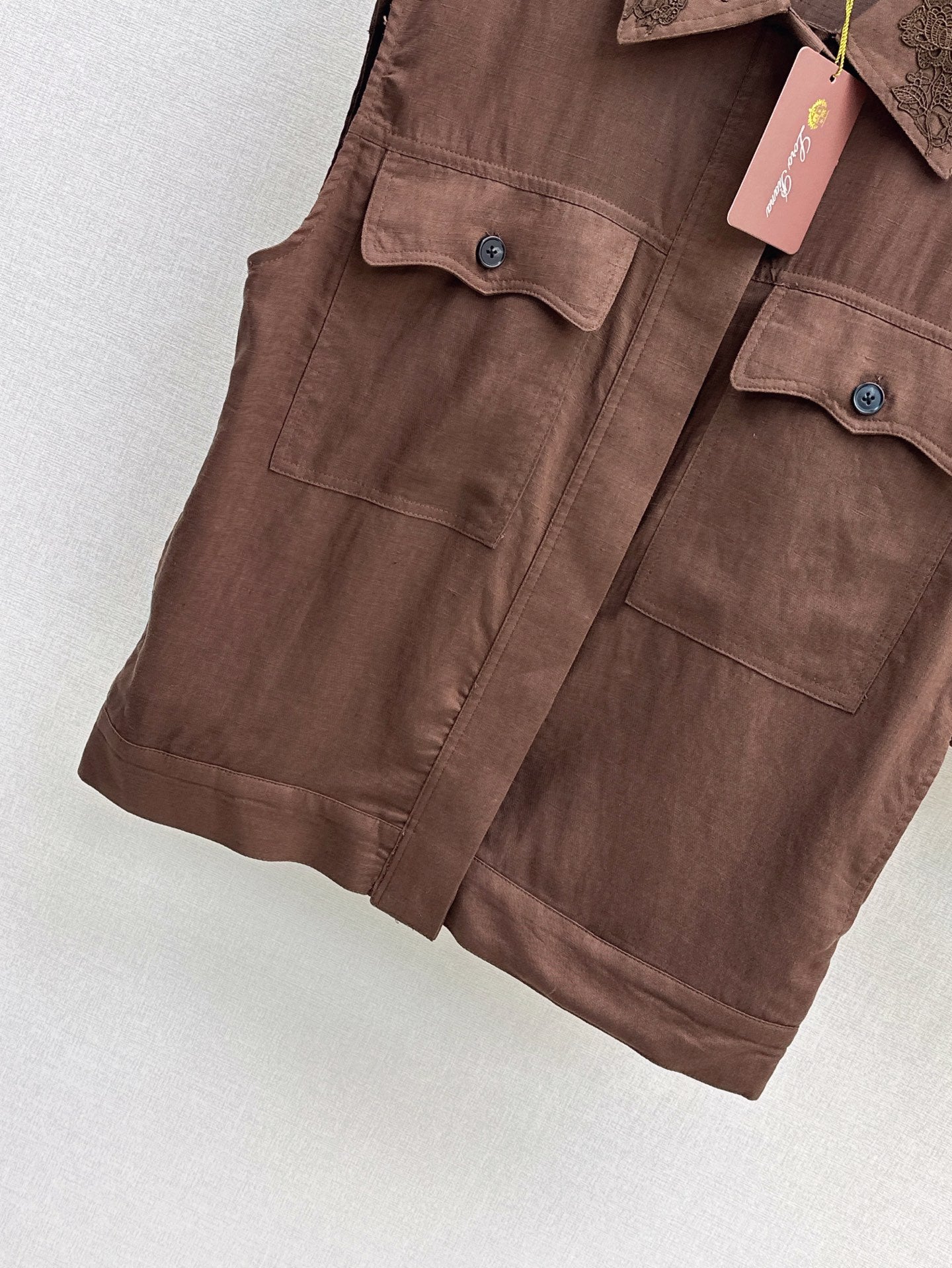 Lor*P 25ss embroidered linen vest suit