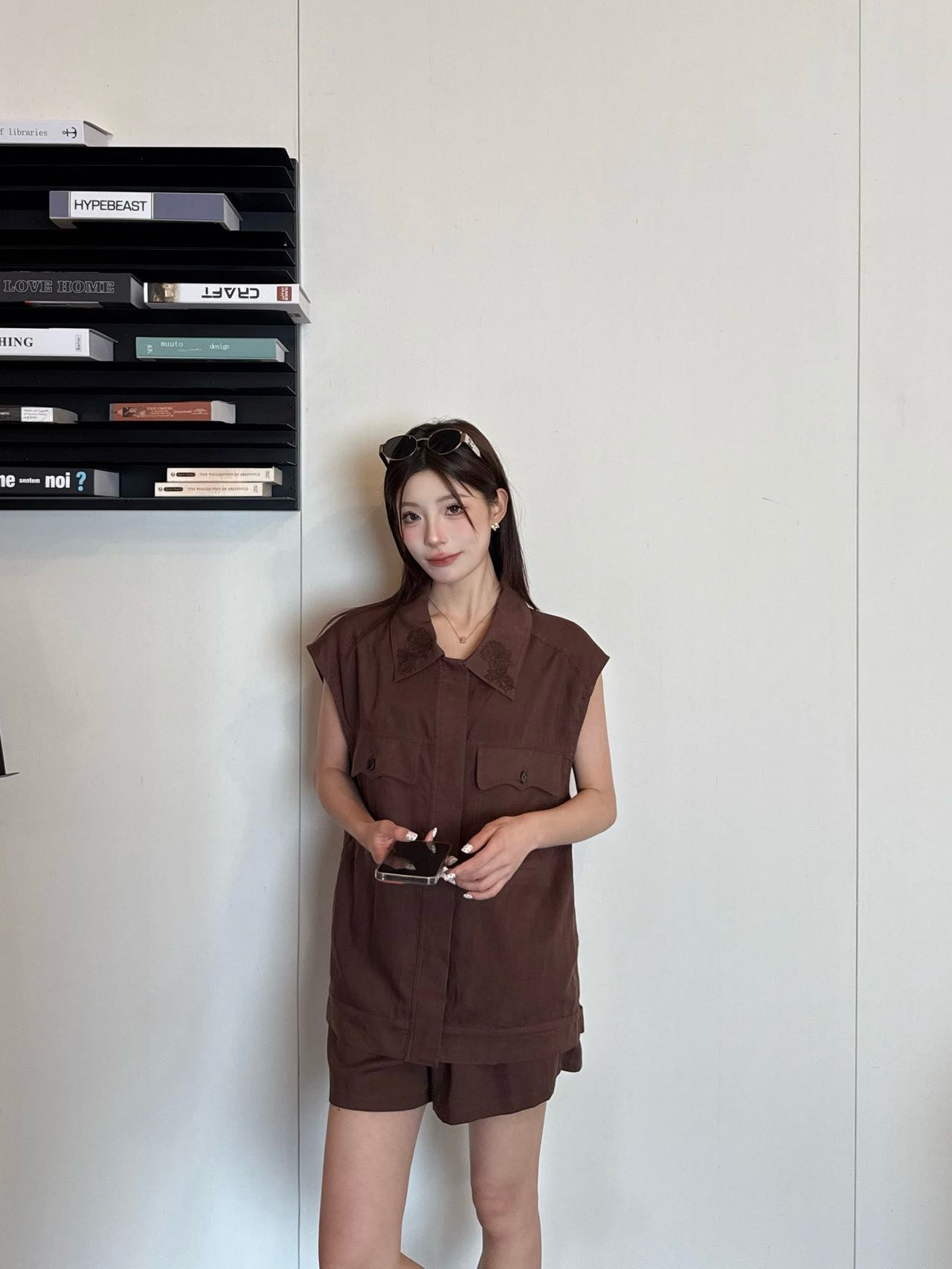 Lor*P 25ss embroidered linen vest suit