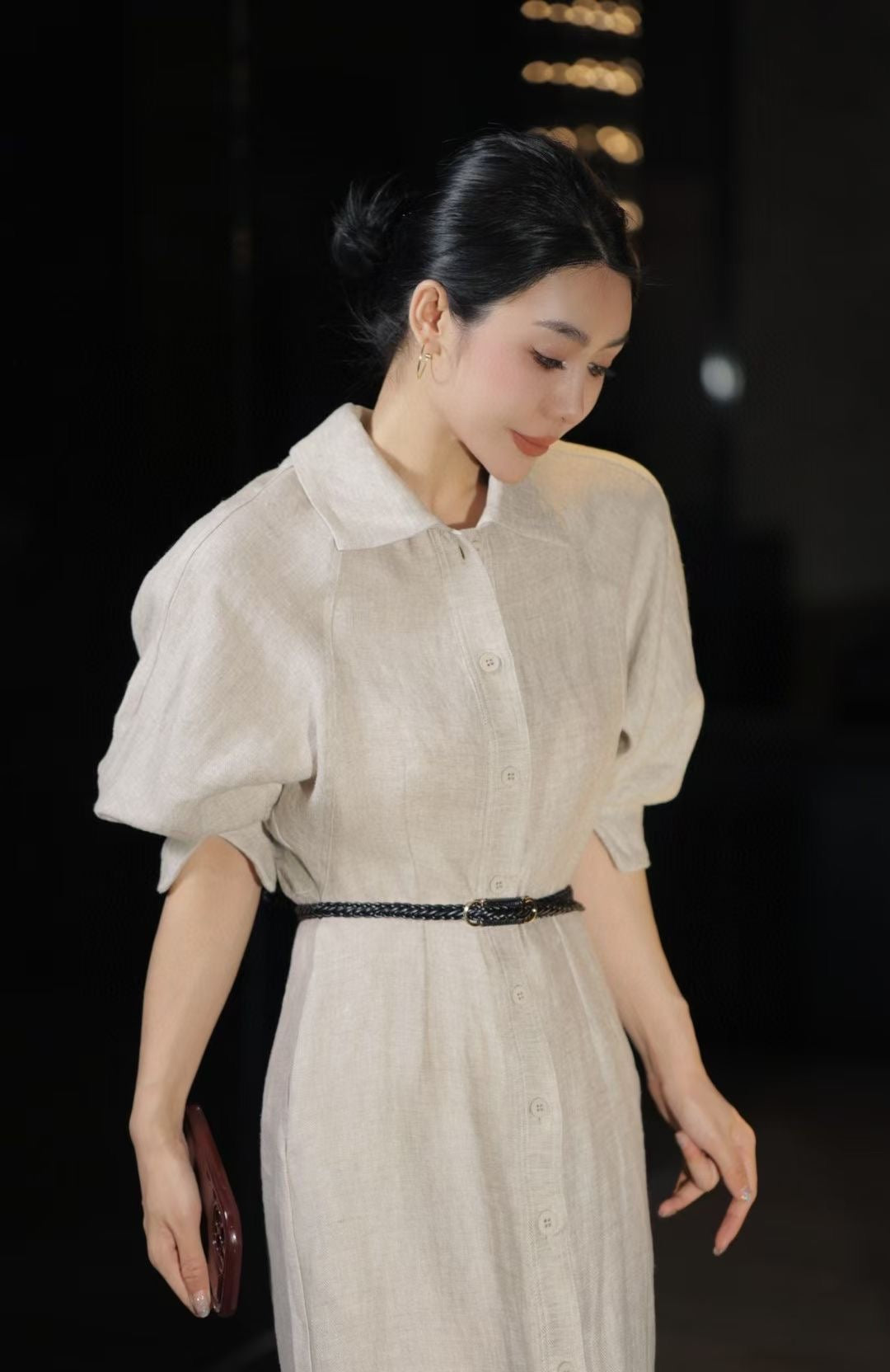 Lor*P 25ss belted linen long dress